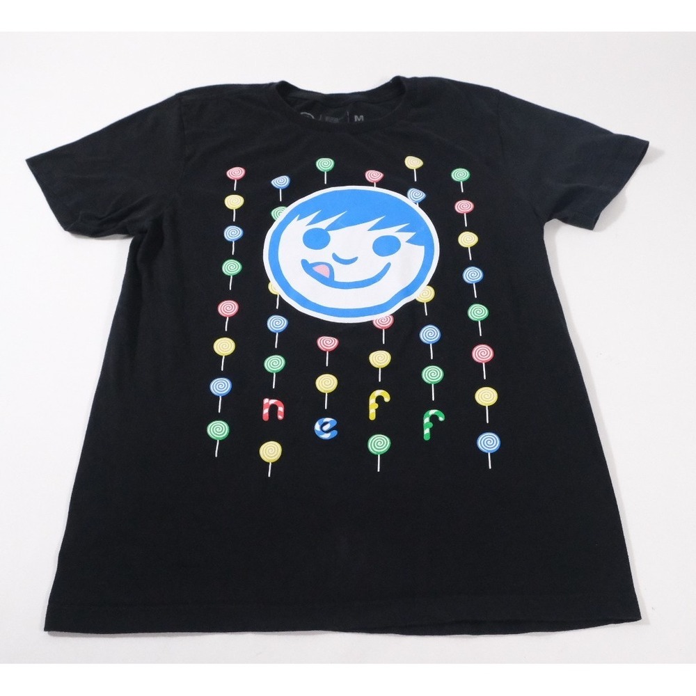 Neff T Shirt Mens M Black Lollipop Face Graphic Crew Neck Short Sleeve Cotton